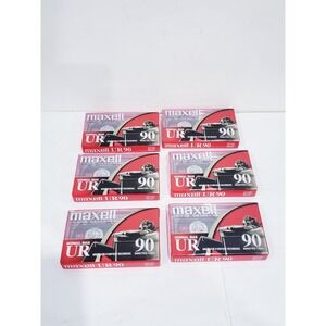 Lot of 6 Maxell UR90 Type I Normal Bias Blank Cassette Tape - New Sealed